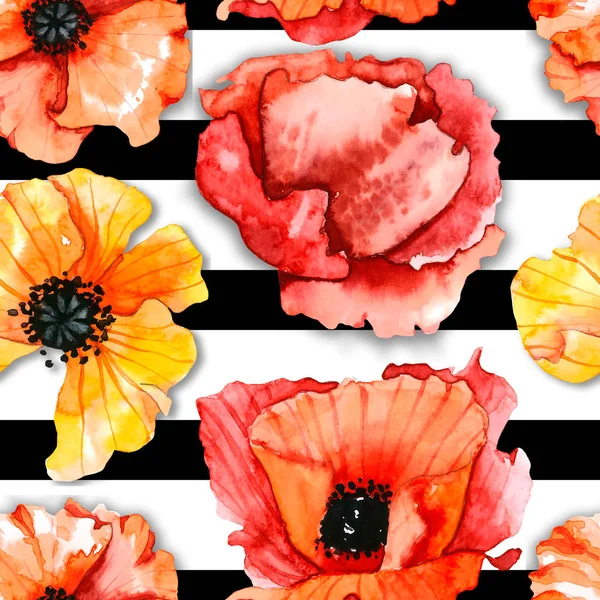 Poppies  Watercolor Pattern — Stock Photo, Image