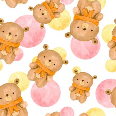 desen renkli noktalar ve ayılar