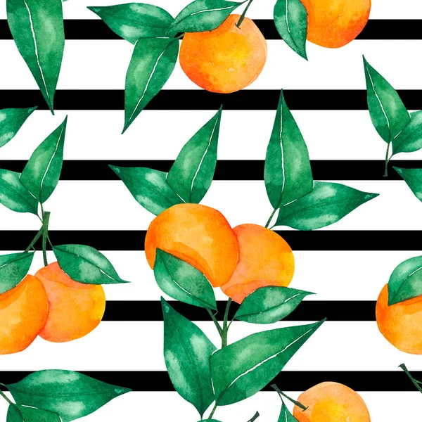 A narancs és a zöld levelek minta — Stock Fotó