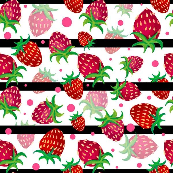 Nahtloses Muster Mit Roten Und Erdbeeren lizenzfreie Stockbilder