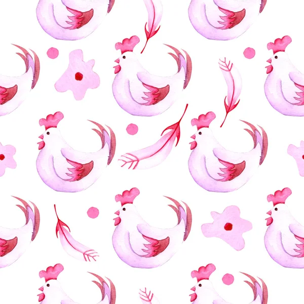 Bezszwowe Różowe Koguty Wzór Prostu Ilustracja Zdjęcia Stockowe bez tantiem