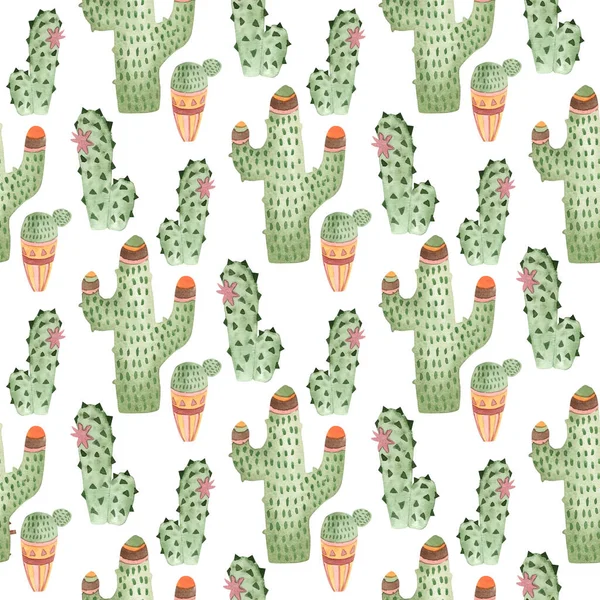 Kakteen Nahtloses Muster Einfache Illustration Stockfoto