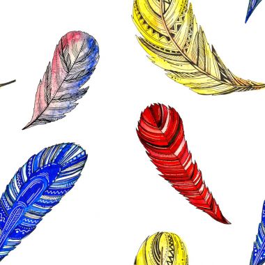 parlak renkli boyalı tüyler