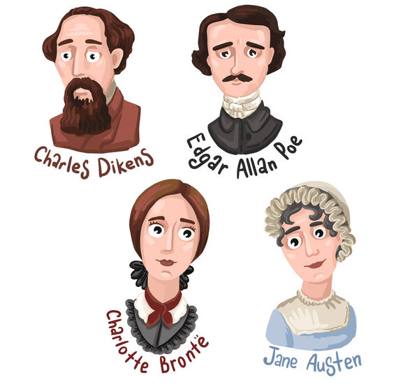 Great authors are men and women. Charles Dickinson. Edgard Alan Poe. Charlotte Bronte. Jay austin