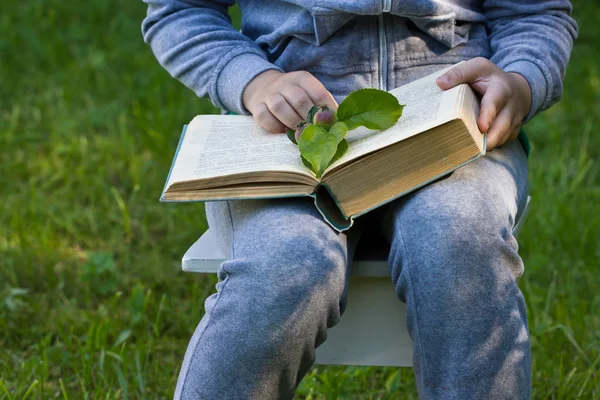 Reading books in the garden outdoors. Passive outdoor recreation.