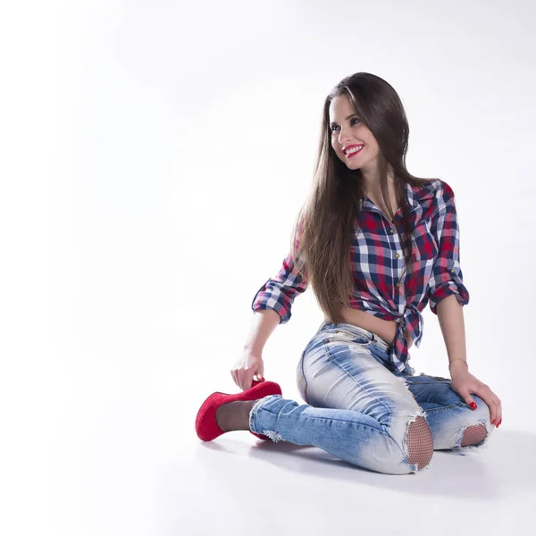 Jovem mulher sorrindo — Fotografia de Stock