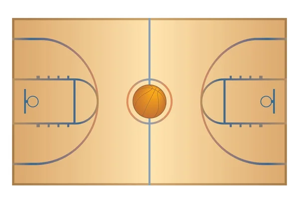 Basketbalveld met basketbal — Stockvector