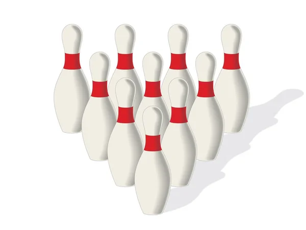 Bowling stift i pyramid bildandet — Stock vektor