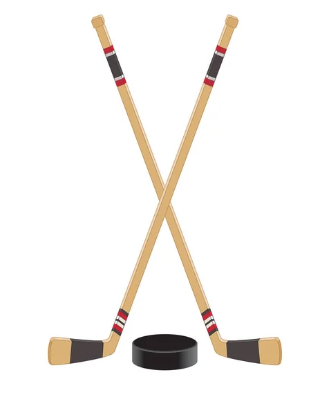 Bastoni da hockey con disco — Vettoriale Stock