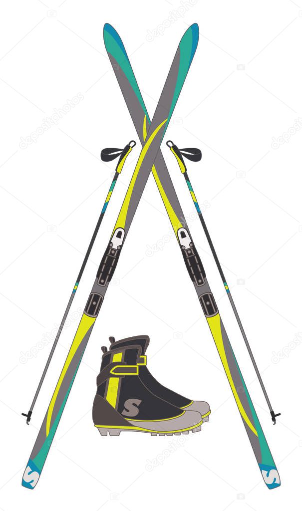 ski poles cross country skis boots vector depositphotos