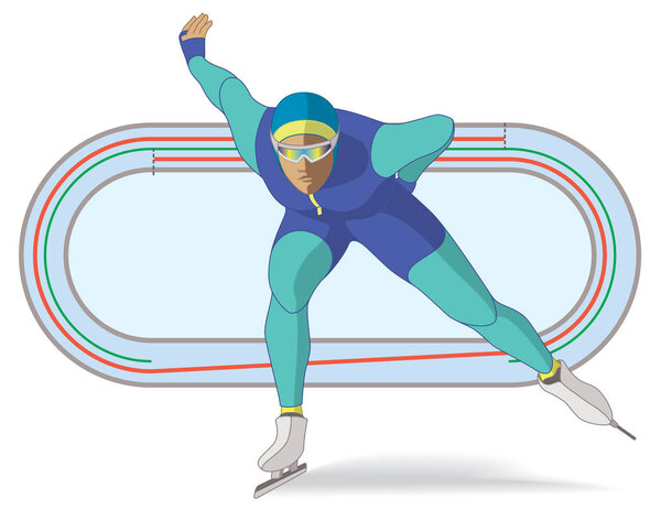 конькобежный спорт, женщина с длинной диаграммой на заднем плане
