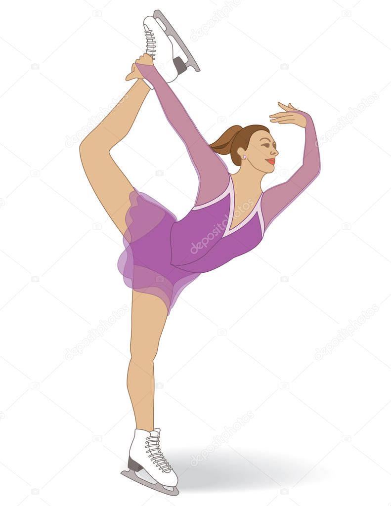 figure skating, female skater, in pose isolated on a white background