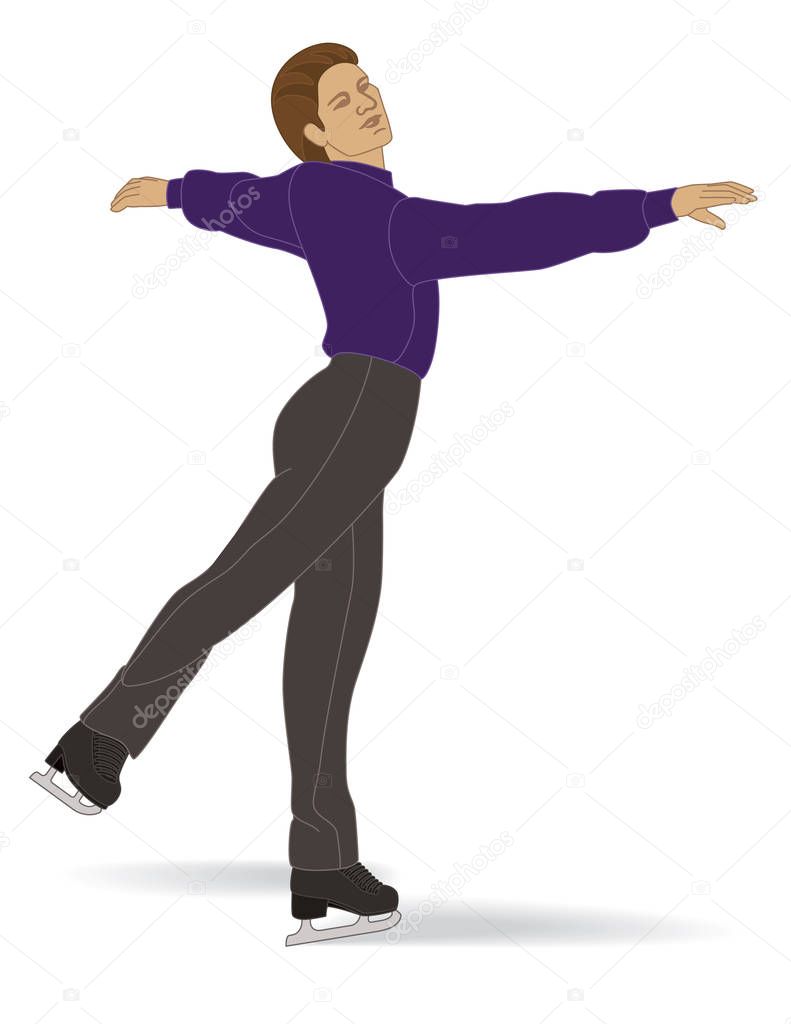 figure skating, male skater, in pose isolated on a white background