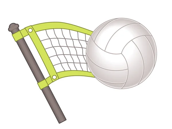 Pelota de voleibol con red de voleibol parcial que parece una bandera — Vector de stock