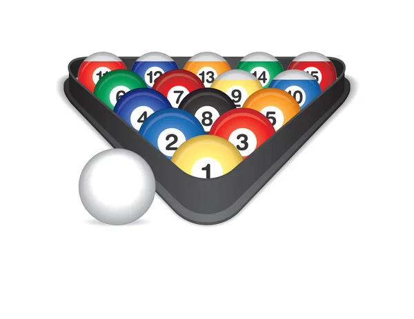 Billiard balls cued in a rack — Stock Vector