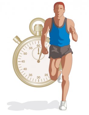 arka planda kronometre ile Runner erkek
