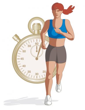 arka planda kronometre dişiyle Runner