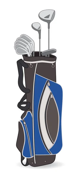 Golfbag med uppsättning golfklubbor — Stock vektor
