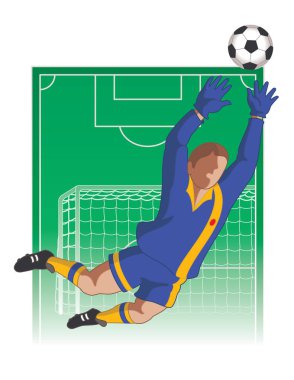 futbol / futbol gol kaleci erkek durdurma tüm net arka plan alanıyla önünde