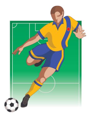 futbol / Futbol oyuncu erkek arka plan alanında futbol topu tekmeleme