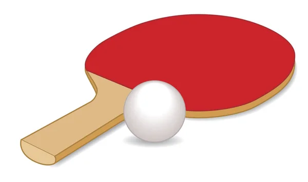 Paddle da ping pong in prospettiva con pallina bianca — Vettoriale Stock