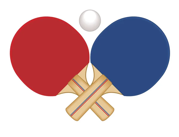 Palettes de ping-pong croisées et balle — Image vectorielle