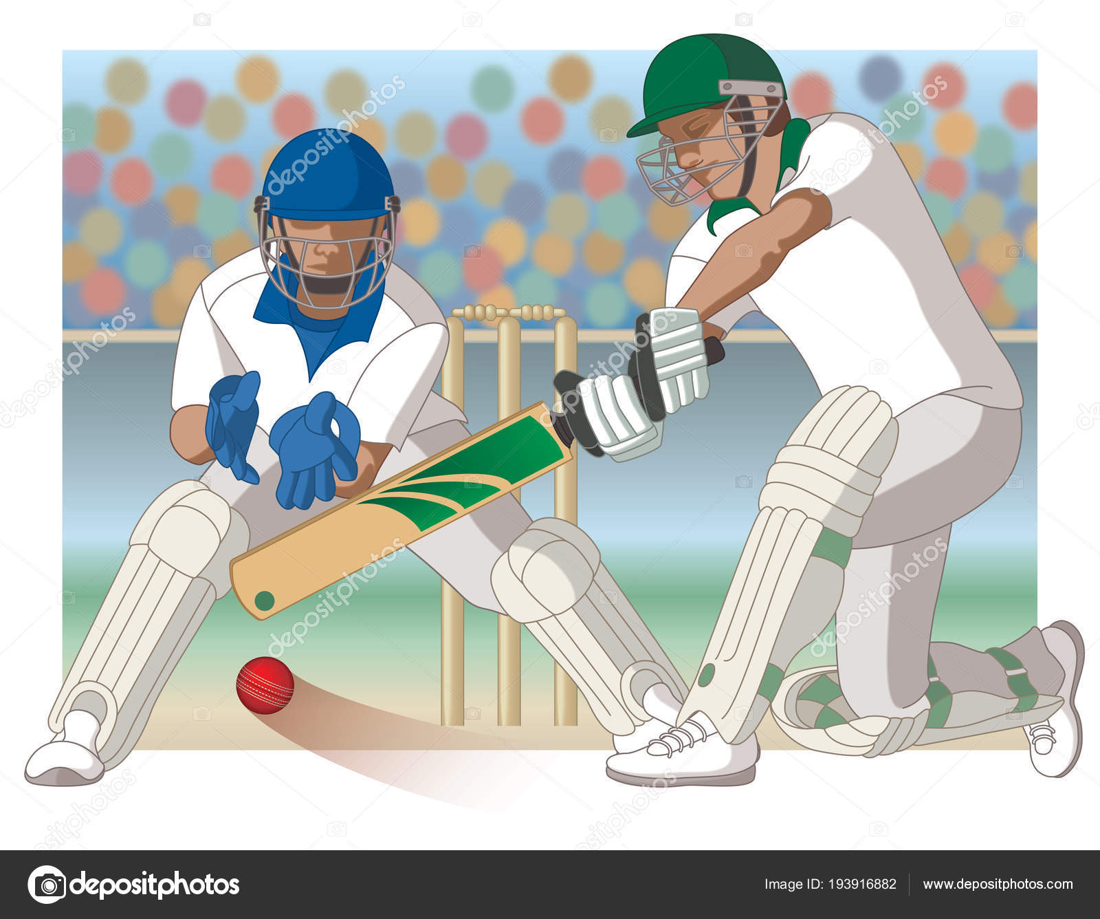 Cricket game with batsman and wicket-keeper Stock Vector Image by  ©jo@ #193916882
