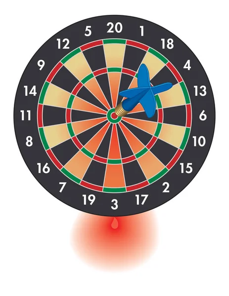 Concept van dart op bulls-eye van dartboard veroorzaakt bloeden — Stockvector