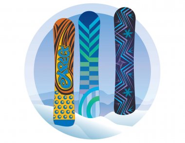 arka planda dağlar ile karda snowboard