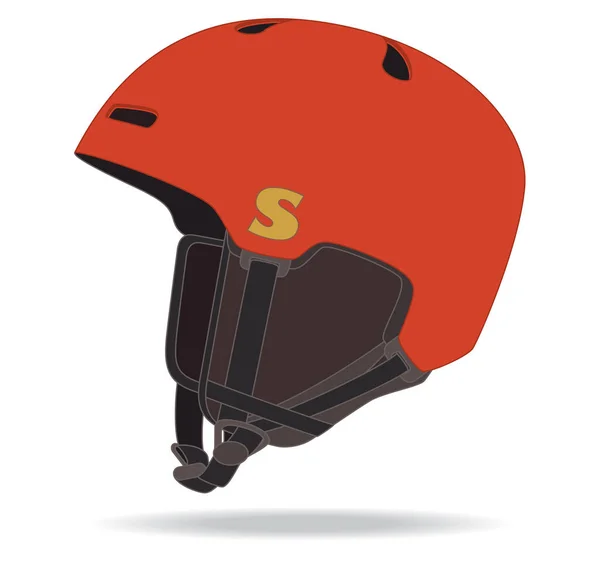 Snowboard casco rojo aislado sobre fondo blanco — Vector de stock