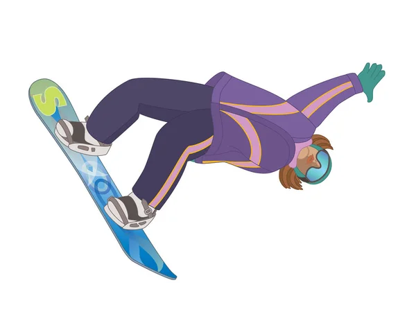 Beyaz arka plan üzerinde izole snowboard erkek — Stok Vektör