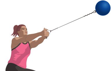female hammer throw athlete isolated on a white background