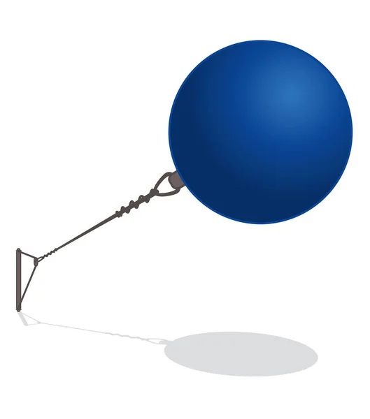 Blue Hammer Throw Ball Perspective Wire Grip Isolated White Background — 图库矢量图片