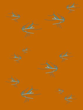 Kuşlarla soyut turuncu arkaplan