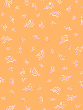 Leylak dekoratif elementlerle soyut turuncu arkaplan.