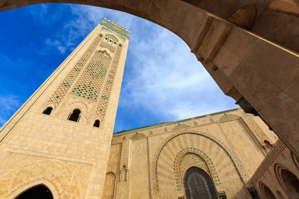 Turm der Moschee hassan zweite, Casablanca, Marokko — Stockfoto