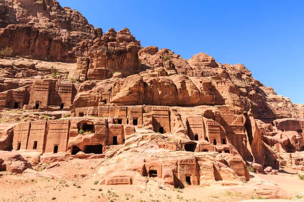 Petra Antiga Cidade Khazneh Jordânia Dia Ensolarado — Fotografia de Stock