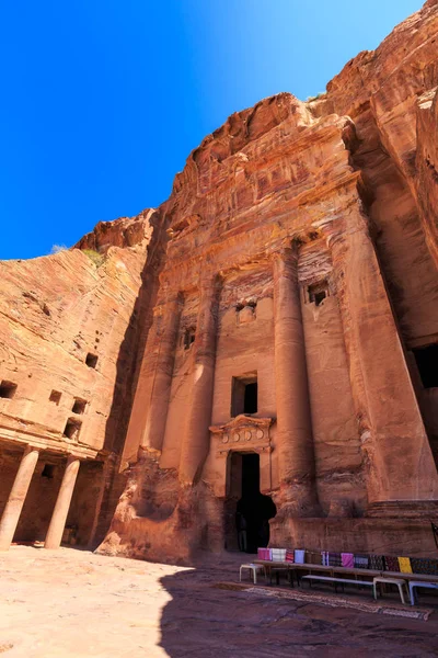 Petra Antigua Ciudad Khazneh Jordania Día Soleado — Foto de Stock