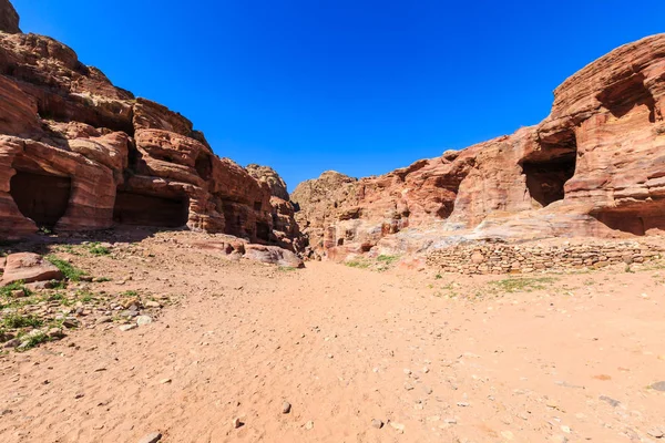 Petra Antigua Ciudad Khazneh Jordania Día Soleado — Foto de Stock