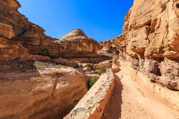 Petra Antiga Cidade Khazneh Jordânia Dia Ensolarado — Fotografia de Stock