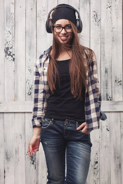 Hipster girl with braces — Stock Photo, Image