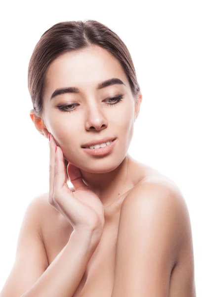 Primer plano estudio retrato de la mujer de belleza — Foto de Stock