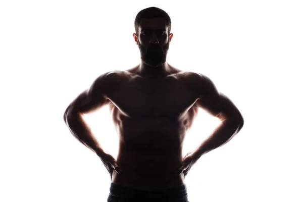 Siluett av idrottsman bodybuilder man — Stockfoto