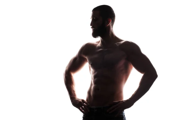 Silhouette dell'atleta bodybuilder uomo — Foto Stock