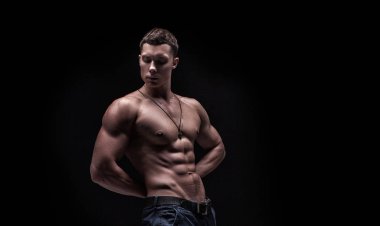 young athlete bodybuilder man clipart