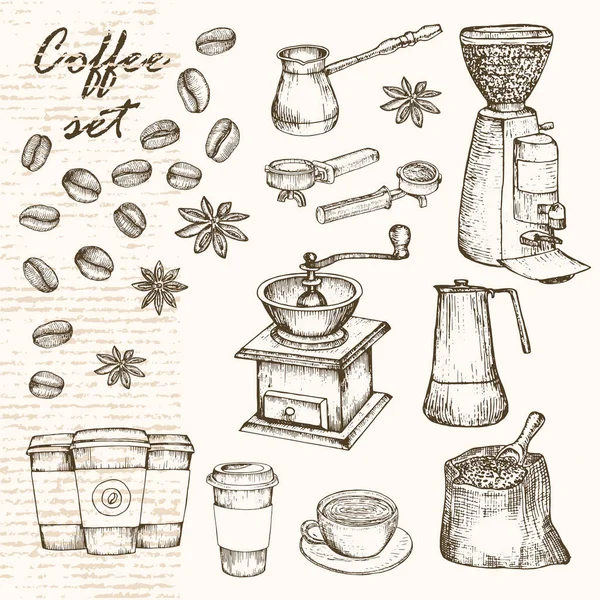 Set de café bosquejado vectorial — Archivo Imágenes Vectoriales