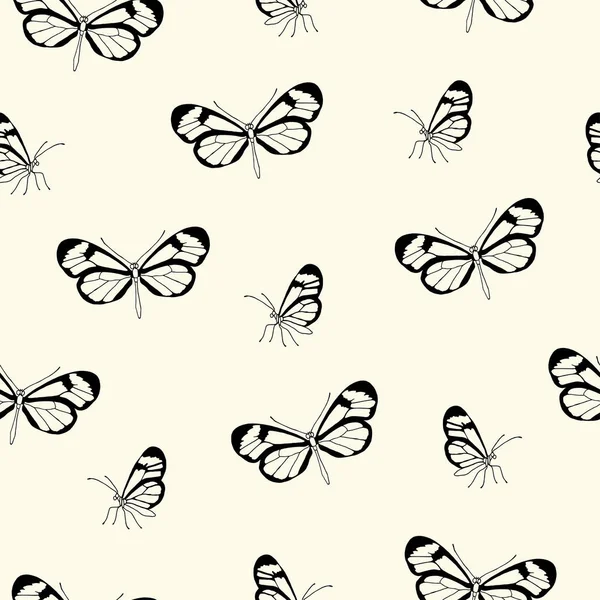 Illustration vectorielle. Modèle de papillon sans couture vectoriel. dessin de style stylo . — Image vectorielle