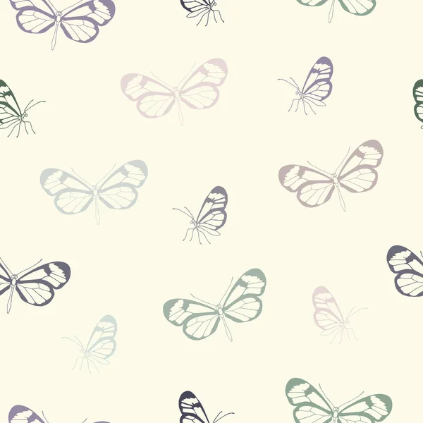 Vector illustration. Vector seamless butterfly pattern. Pen style drawing. — Stock Vector