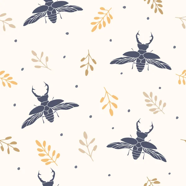 Silhouette Vector Seamless Pattern Nature Print Fabric Design Element — Stock Vector
