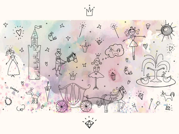 Illustration vectorielle. Princesse vie. Ensemble d'objets vectoriels . — Image vectorielle